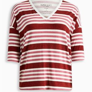 Torrid Relaxed Fit Super Soft Plush V-Neck Drop Shoulder Top